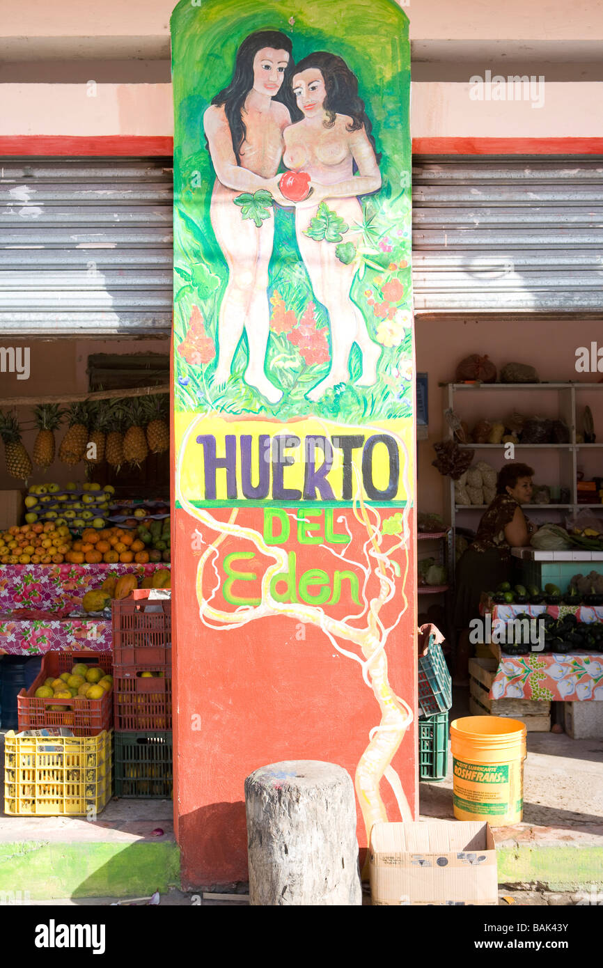 Obst und Gemüse Stall in Tulum Mexiko Stockfoto