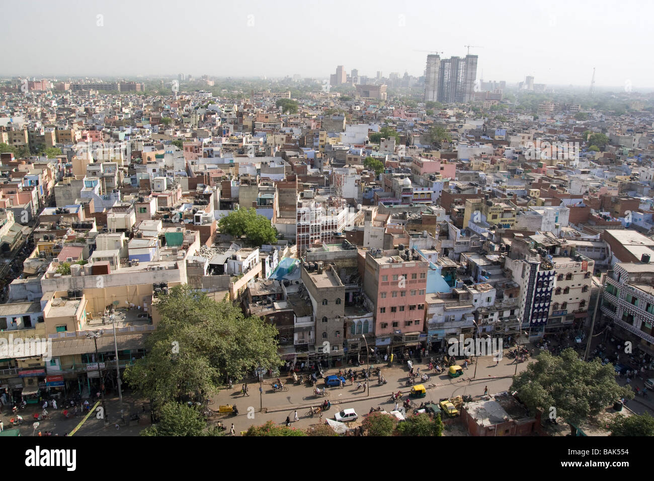 Indien-Delhi The Red Fort Aussicht auf die Stadt vom Turm der Moschee Moti Masjid Pearl Stockfoto