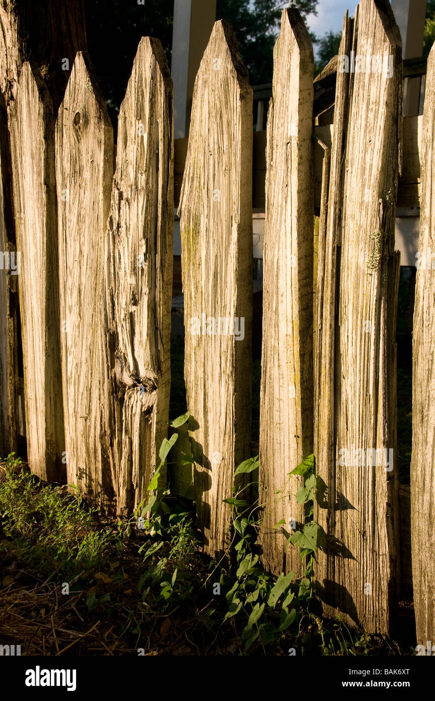 Holzzaun, Vermilionville, Lafayette, Louisiana. Stockfoto