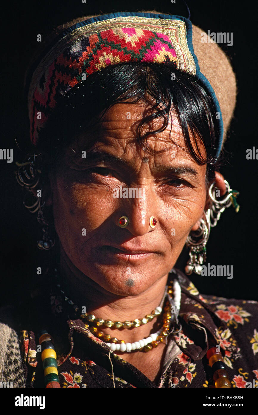 Indien, Himachal Pradesh State, Malana, Portrait einer Frau Malani Stockfoto