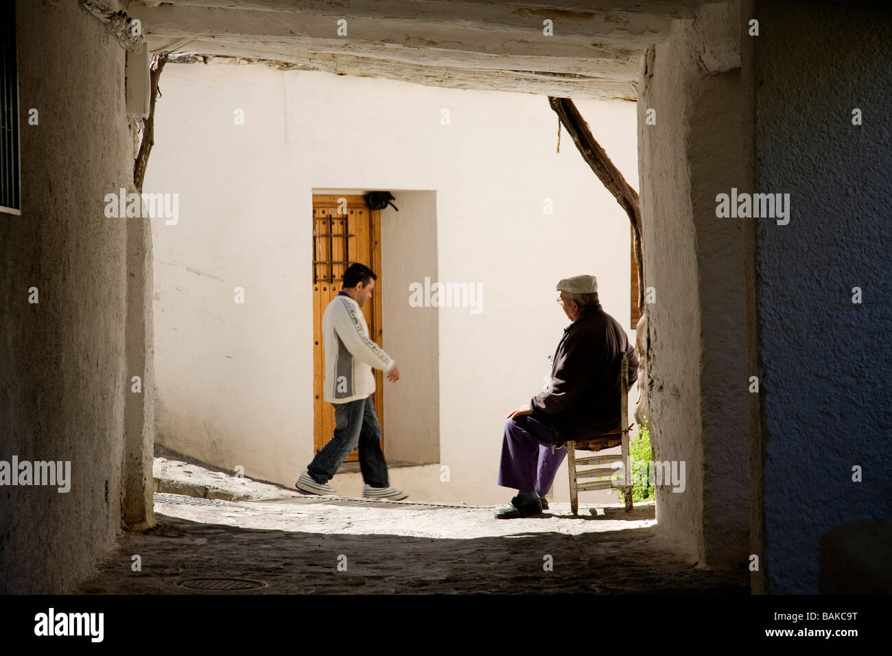 Typische Ecke Pampaneira in Barranco del Poqueira Las Alpujarras Granada Andalusien Spanien Stockfoto