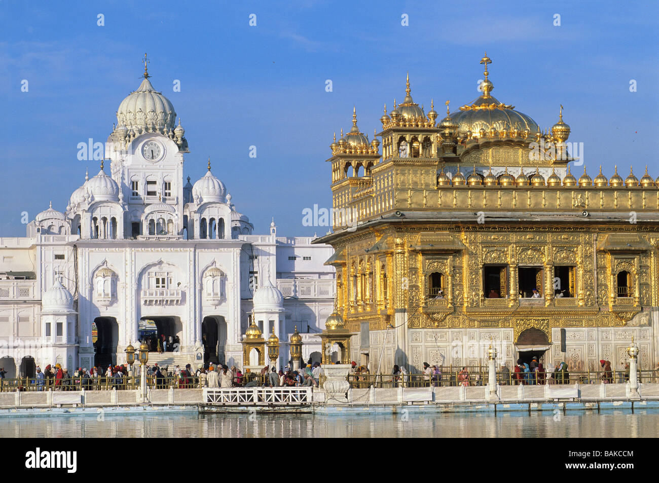 Indien, Bundesstaat Punjab, Amritsar, Harmandir Sahib (Goldene Tempel), geistige und kulturelle Zentrum der Sikh-Religion Stockfoto