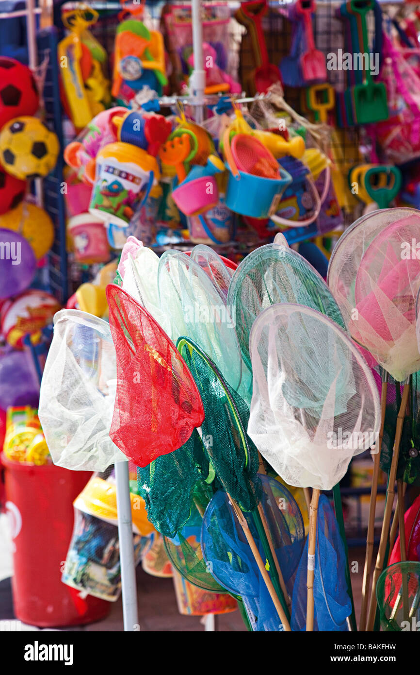 Childrens Fischernetze im Seaside Shop Mallorca Spanien Stockfoto