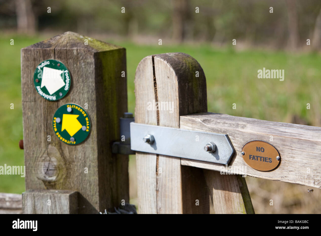 Eine keine Fatties anmelden ein Tor auf einem Wanderweg in Clitheroe Lancashire UK Stockfoto