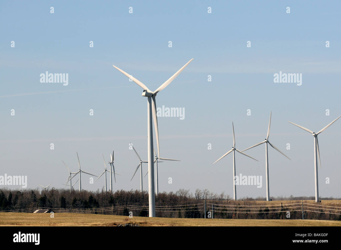 Windmühlen in Maple Ridge Windpark in oberen Staat New York in der Nähe von Lowville New York USA. Stockfoto
