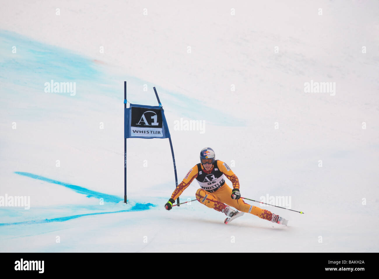 Kanadische Ski-Team-Mitglied Erik Guay konkurriert in der FIS Weltcup Riesenslalom in Whistler Stockfoto