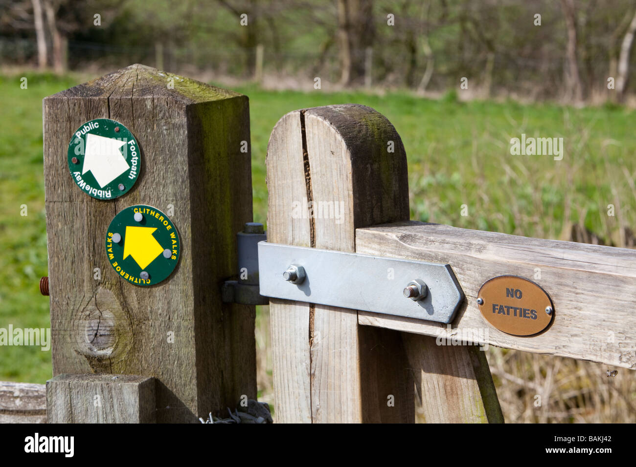 Eine keine Fatties anmelden ein Tor auf einem Wanderweg in Clitheroe Lancashire UK Stockfoto