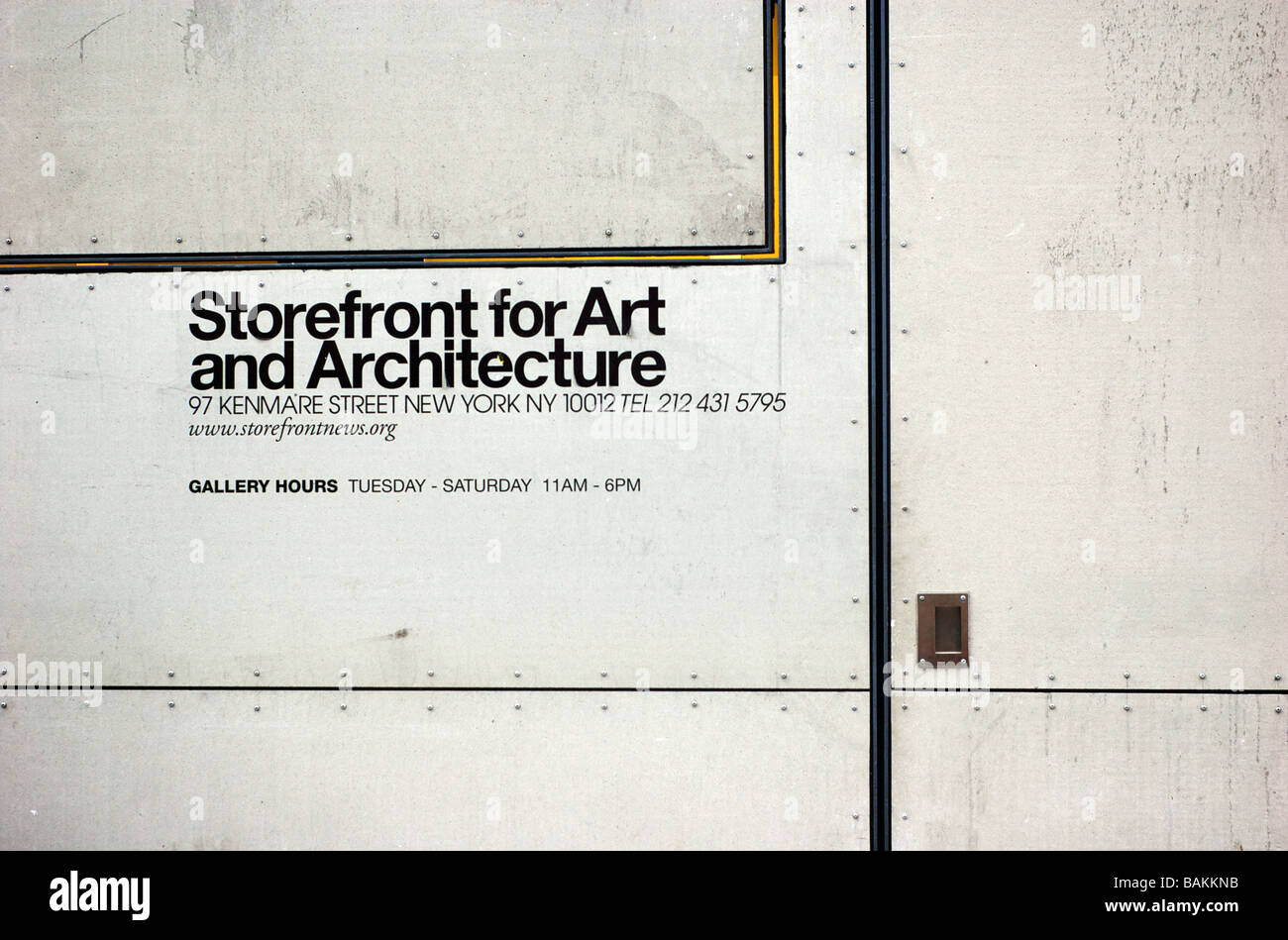 Eintrag für die Storefront for Art and Architecture in New York City, NY, USA (nur zur redaktionellen Verwendung) Stockfoto