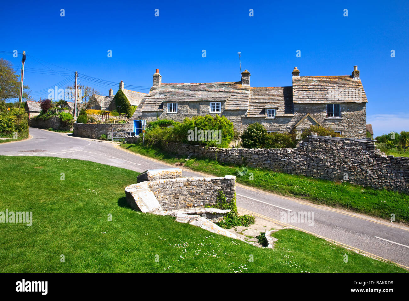 Steinhäuser in Wert Matravers Dorf, Dorset, Großbritannien 2009 Stockfoto