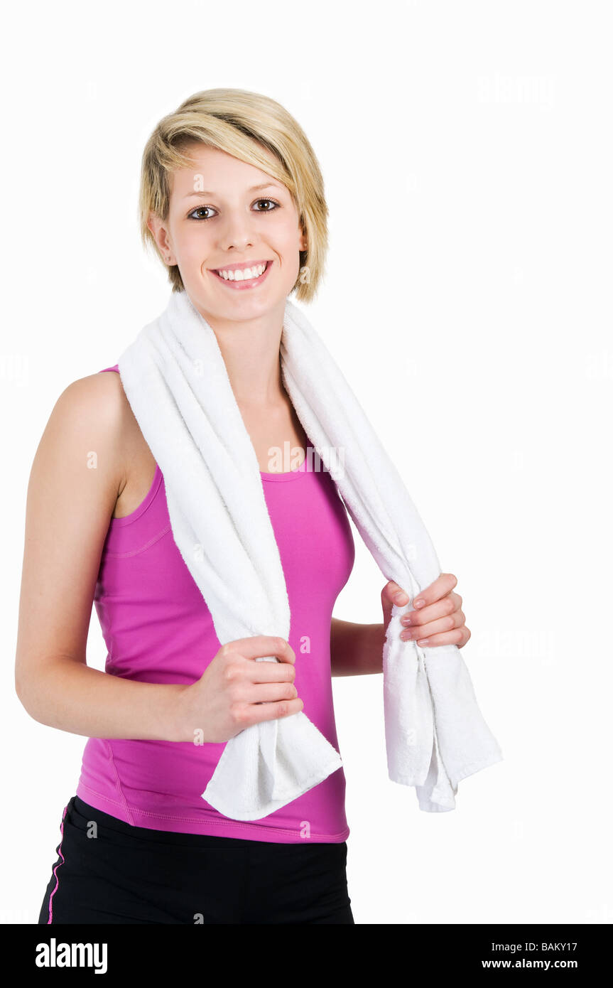 Porträt eines Mädchens mit einem Handtuch Stockfoto