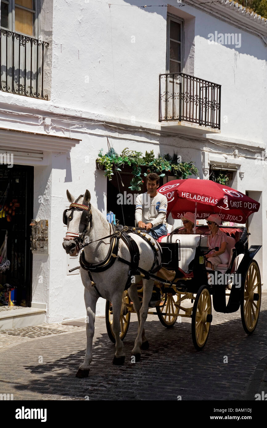 Carrige in den Straßen des weißen Dorfes Mijas Sonnenküste Malaga Andalusien Spanien Stockfoto