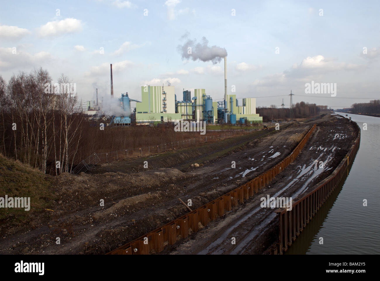 Biomasse-Kraftwerk zur Stromerzeugung aus Abwasser, Lünen, Nordrhein-Westfalen, Deutschland. Stockfoto