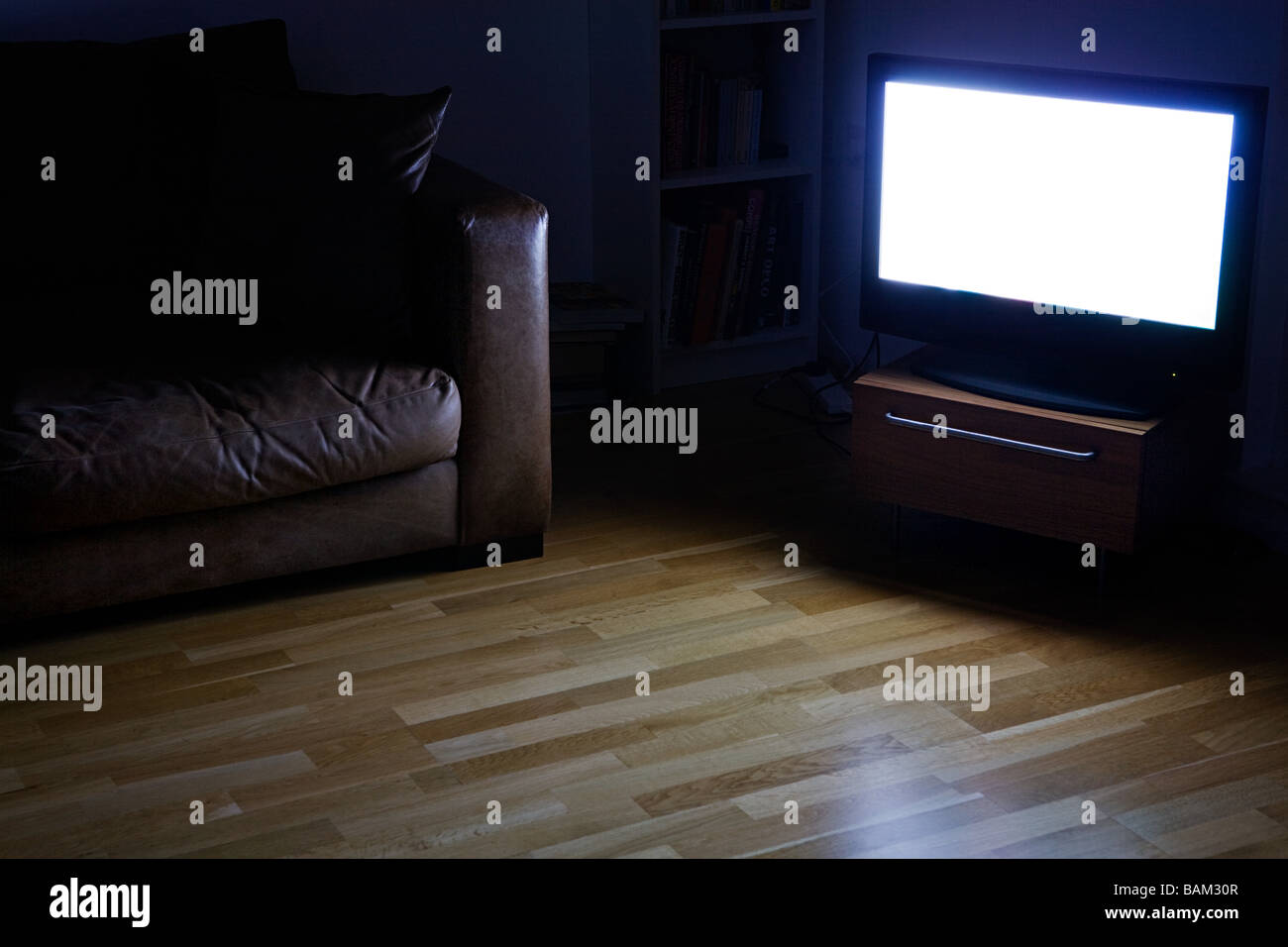 Ein tv auf in ein Wohnzimmer Stockfoto