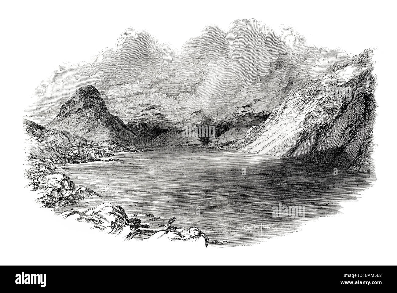 Wast Wasser von Gosforth Straße nahe dem Fuß Wastwater Seenplatte Wasdale 1851 Stockfoto