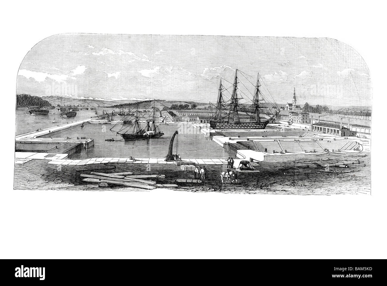 Ihre Majestät s neue Dampf Hof am Keyham Clipping Stanzen Bohren 1853 Stockfoto