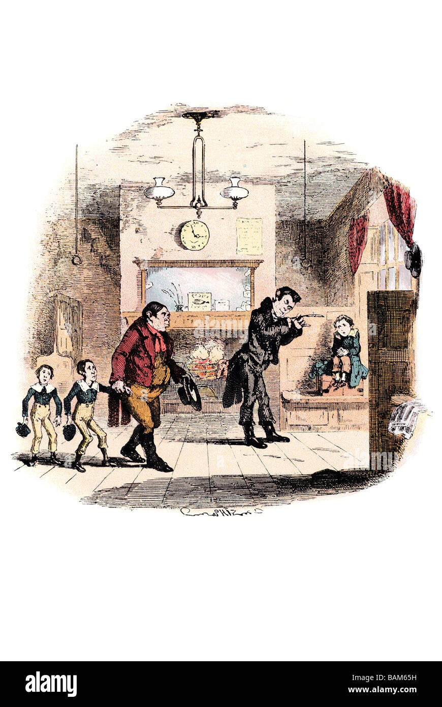 der Yorkshire-Schulmeister an der Sarazenen s Spitze das Leben und die Abenteuer des Nicholas Nickleby ein Comic-Roman von Charles Dickens Stockfoto