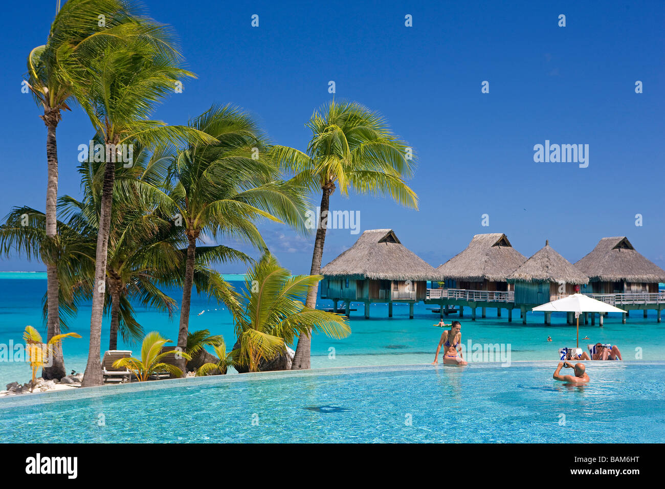 Französisch-Polynesien, Leeward Inseln, Insel Bora Bora, Bora Bora Nui Resort Hotel Stockfoto
