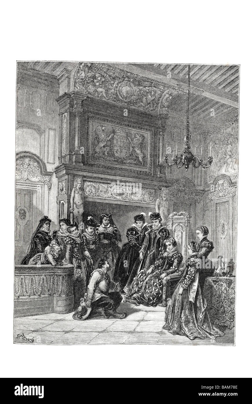 bei der Herzogin Anfrage erzählte er die ganze Durchfahrt des späten vorgetäuscht Verzauberung sehr treu spanischen Roman Don Quijote Stockfoto