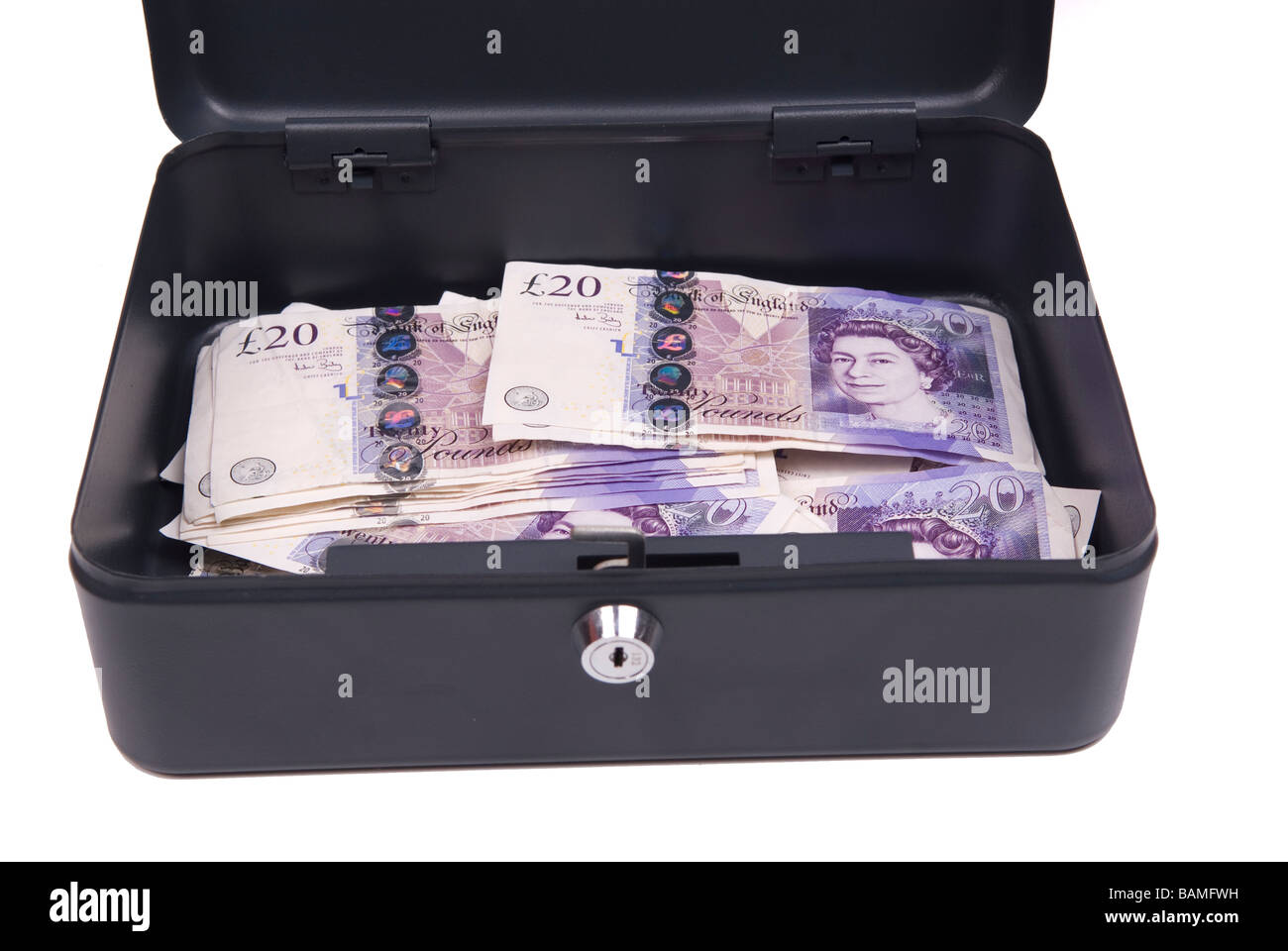 Britisches Geld in einem Safe Stockfoto