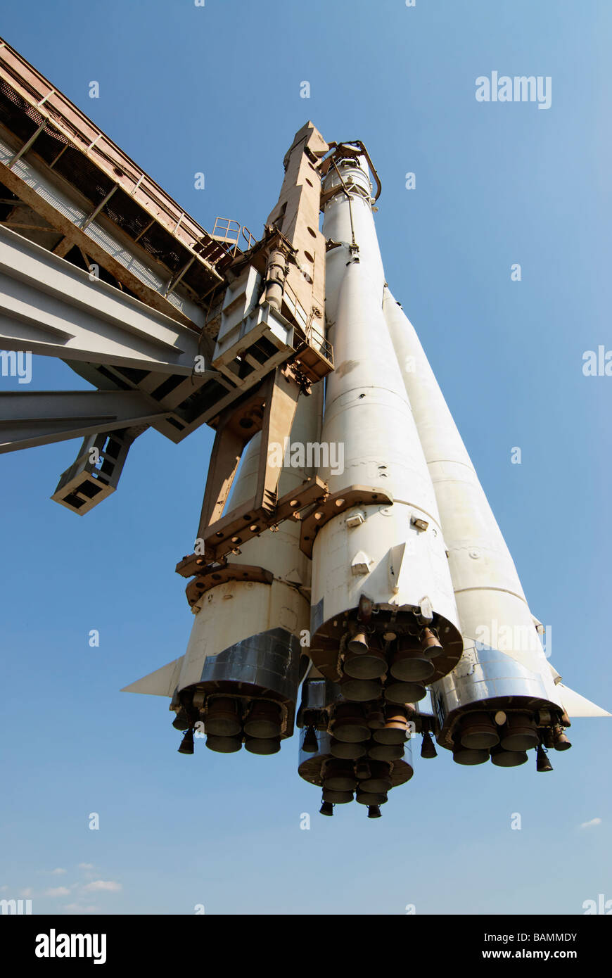 Steckbrett Modell der Rakete Wostok 1 auf welche Jurij Gagarin zum ersten Mal auf Platz verlassen hat Stockfoto