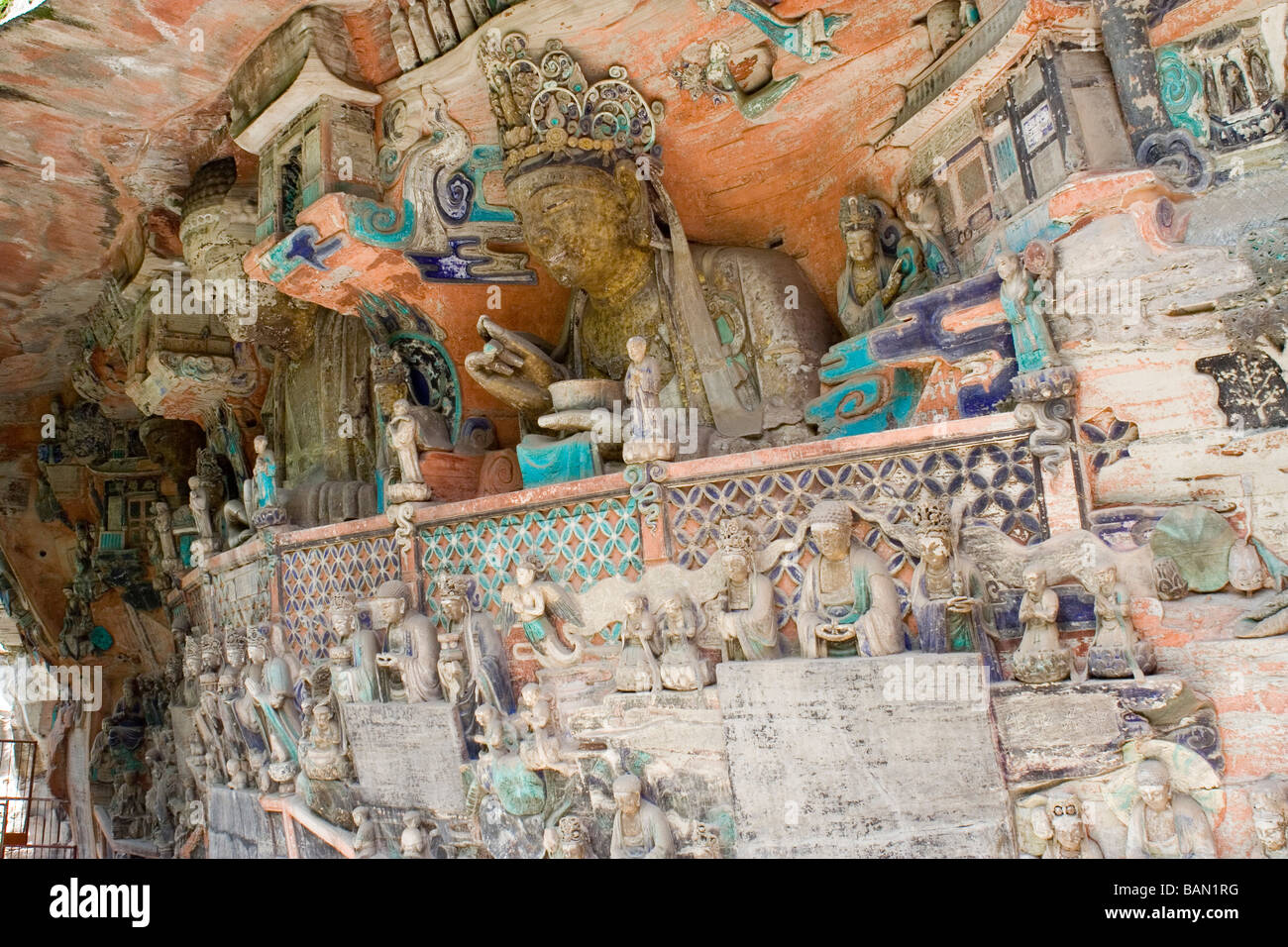 Dazu Rock Carving Höhle Baodingshan Nr. 18 Höhle Chongqing China Asien UNESCO World Heritage Buddhismus Buddha Statue Kunst Stockfoto