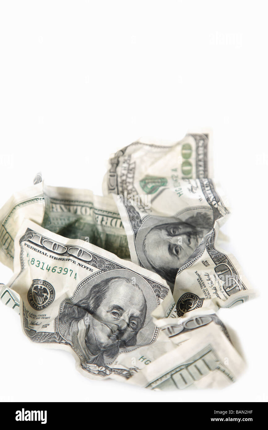 Dollar vor weißem Hintergrund Stockfoto