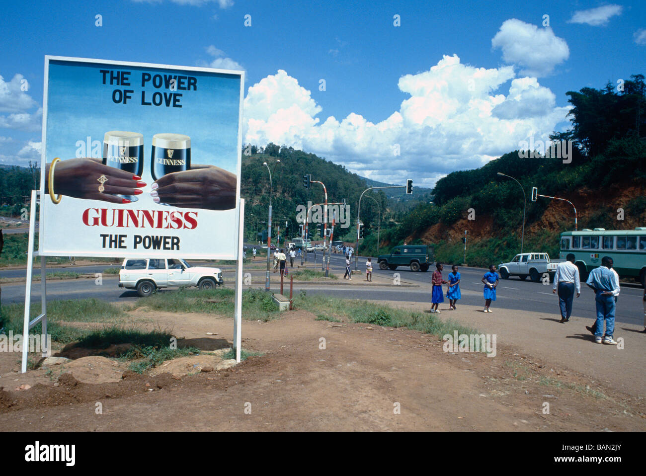Guinness Anzeige in Kigali, die Hauptstadt von Ruanda Stockfoto