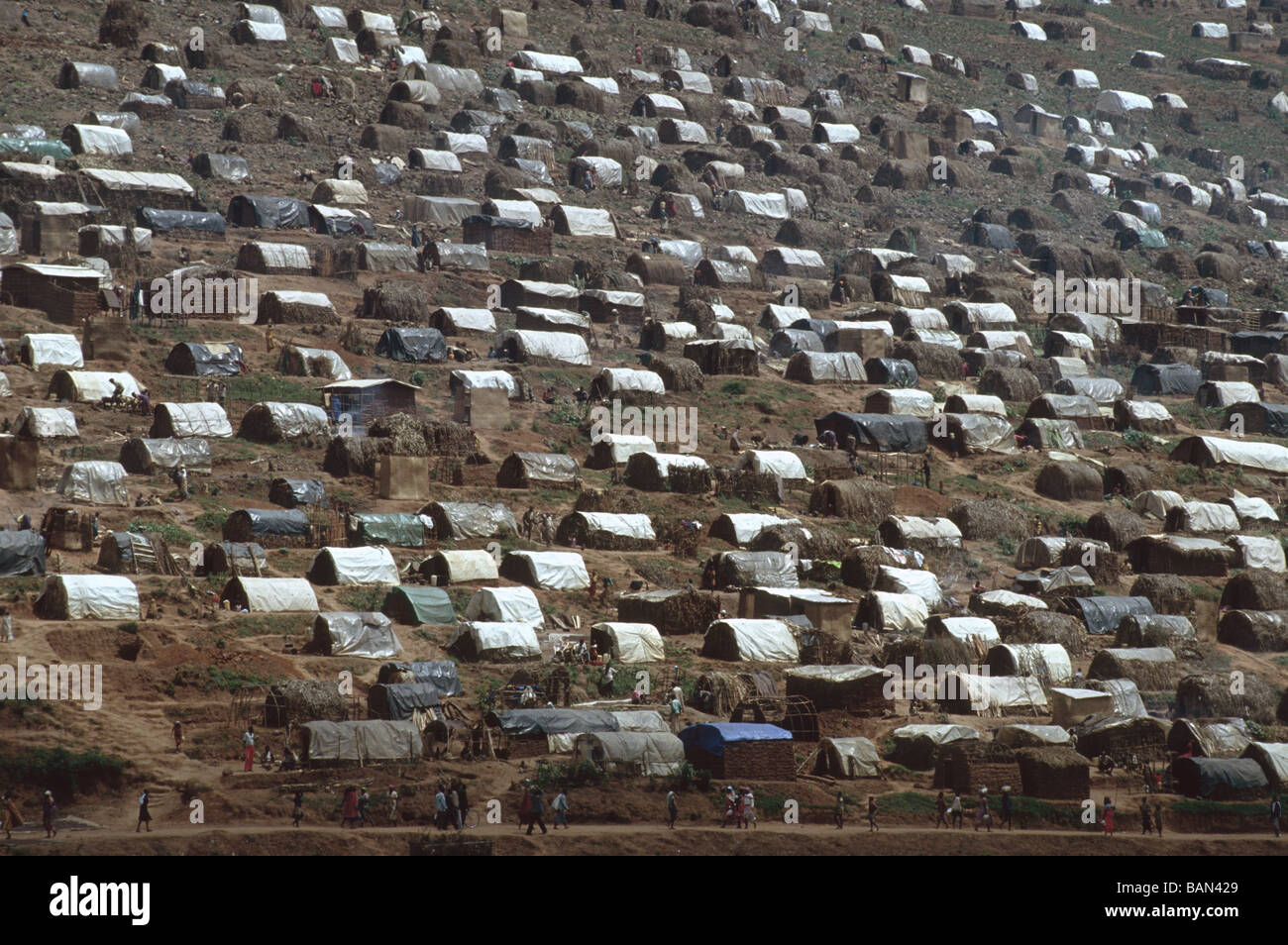 Nyaconga Lager aller 60 000 der Vertriebenen alle Hutus Stockfoto