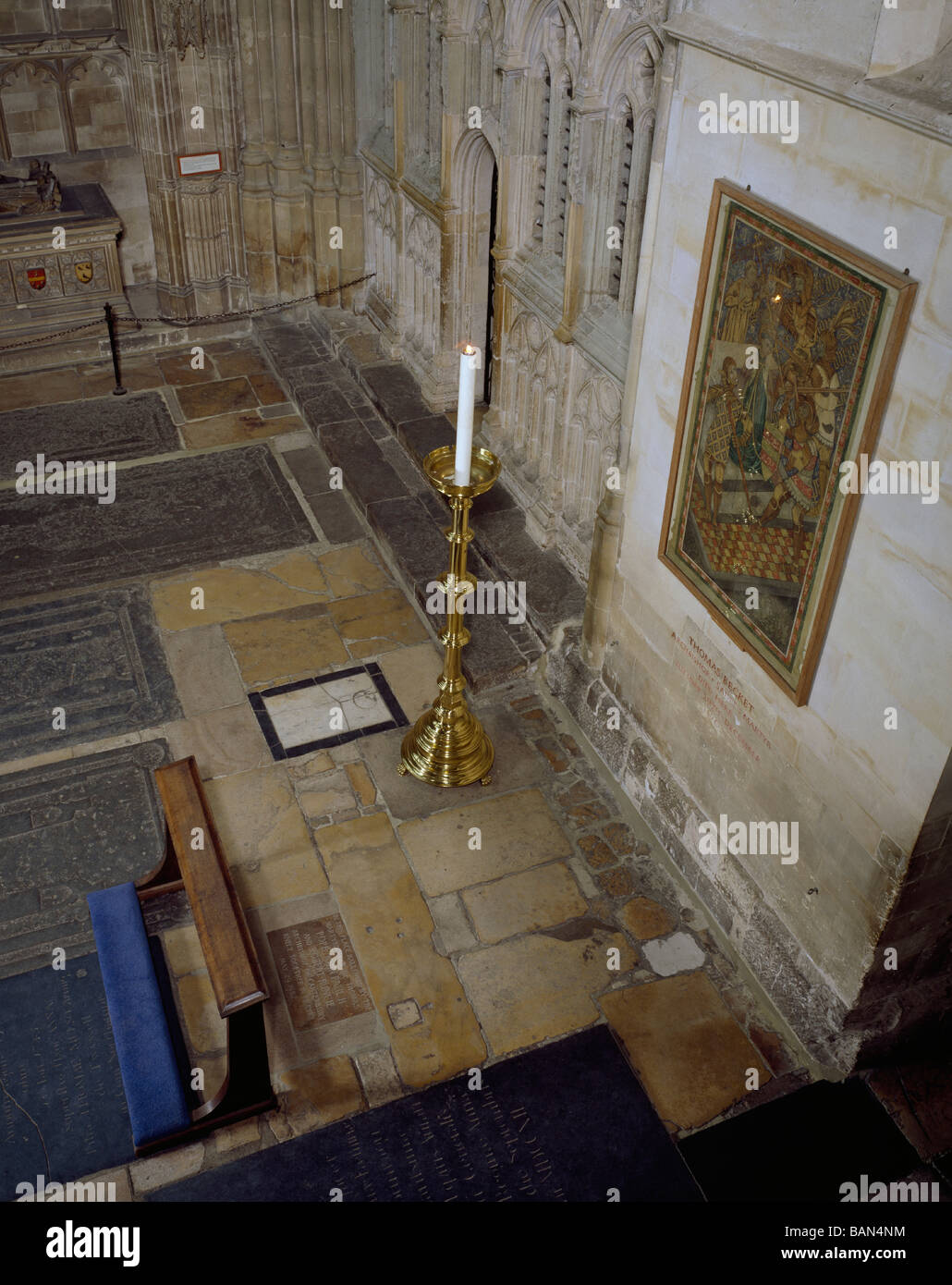 Die Kathedrale von Canterbury Ortsbild Martyrium des Mordes an St. Thomas Becket. Von oben Stockfoto