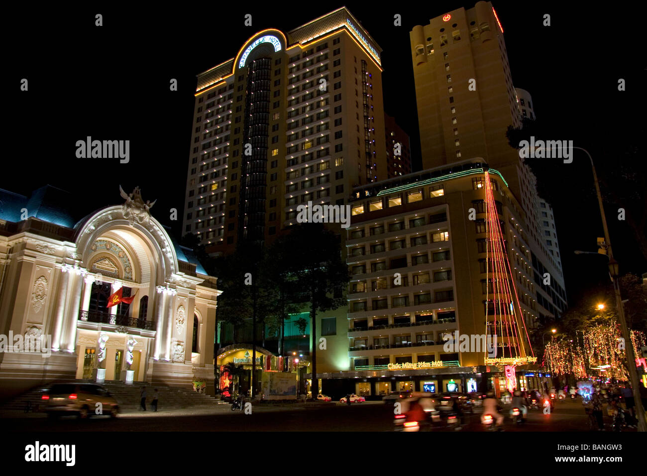 Das Saigon Opera House in der Nacht in Ho-Chi-Minh-Stadt-Vietnam Stockfoto