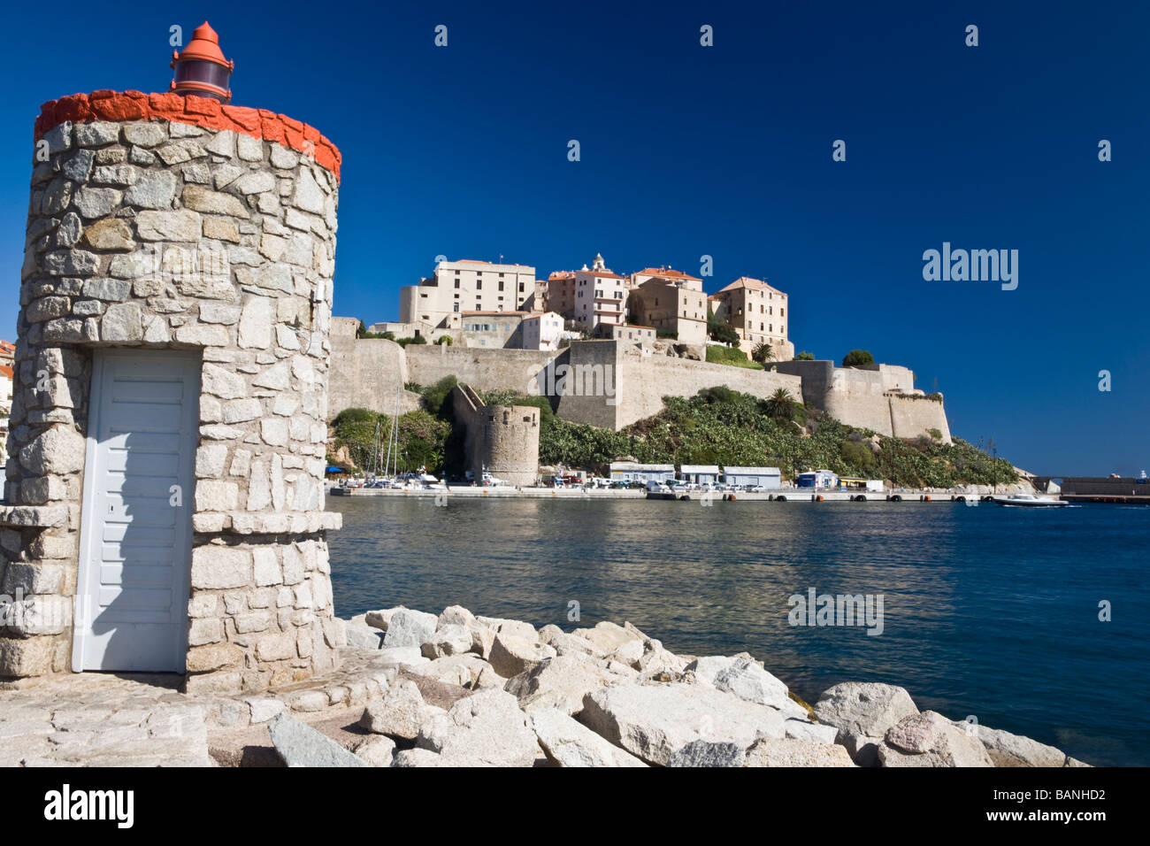 Der Hafen und die Zitadelle in Calvi-Korsika-Frankreich Stockfoto
