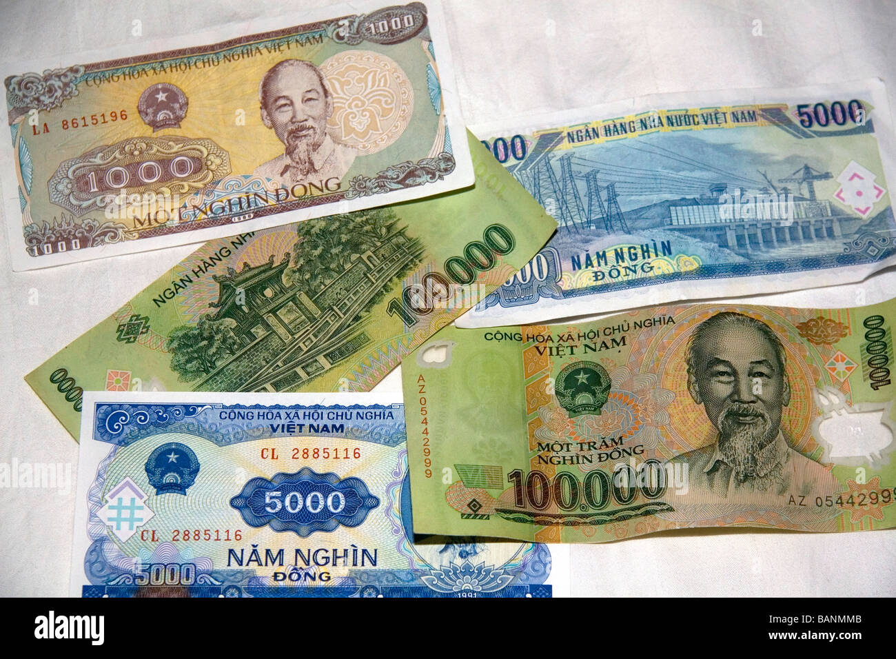 Sortierte vietnamesischer Dong-Währung in Ho-Chi-Minh-Stadt-Vietnam Stockfoto