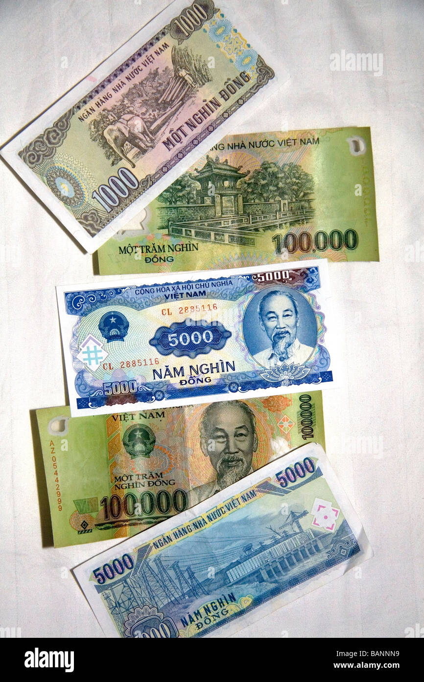 Sortierte vietnamesischer Dong-Währung in Ho-Chi-Minh-Stadt-Vietnam Stockfoto
