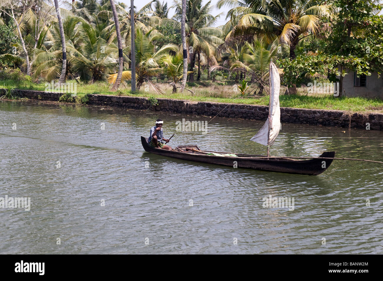 Mann in einem Boot Indien Stockfoto