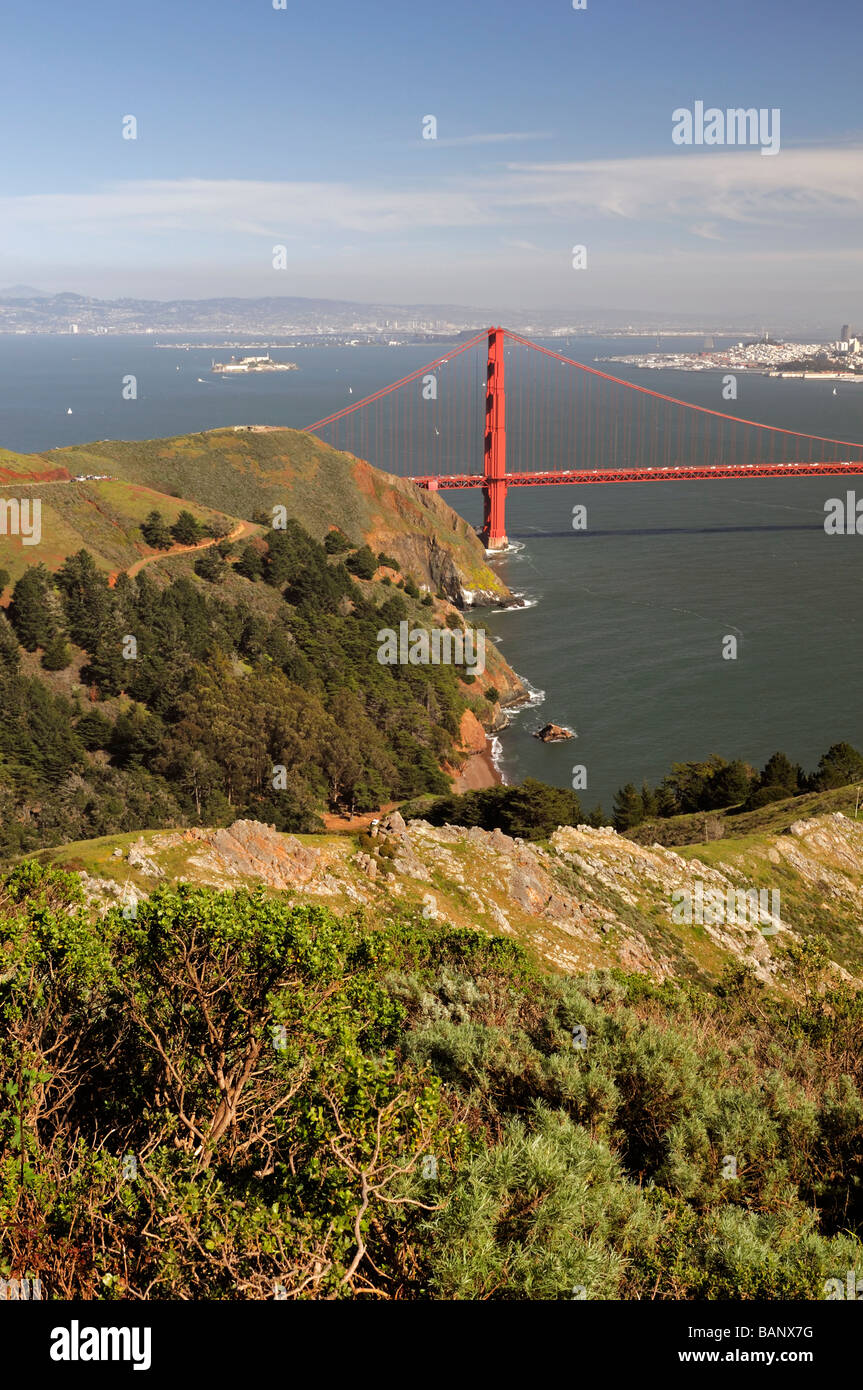 Die Golden Gate Bridge Symbol ikonischen Suspension bridge Marin county Landzunge San Francisco Kalifornien USA Amerika Stockfoto