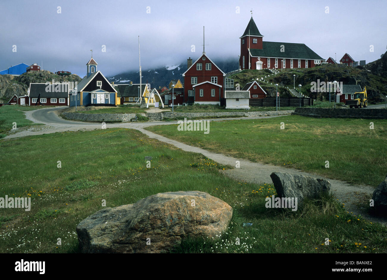 Kirche und Museum in Sisimiut (Holsteinborg), Westgrönland Stockfoto