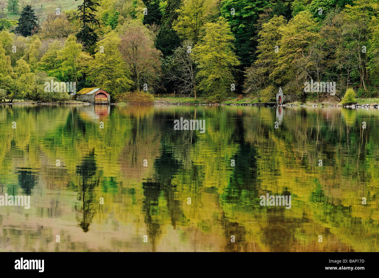 Bootshäuser in der Nähe von St. Patrick s gut zwischen Patterdale und Glenridding am südlichen Ende des Ullswater Stockfoto