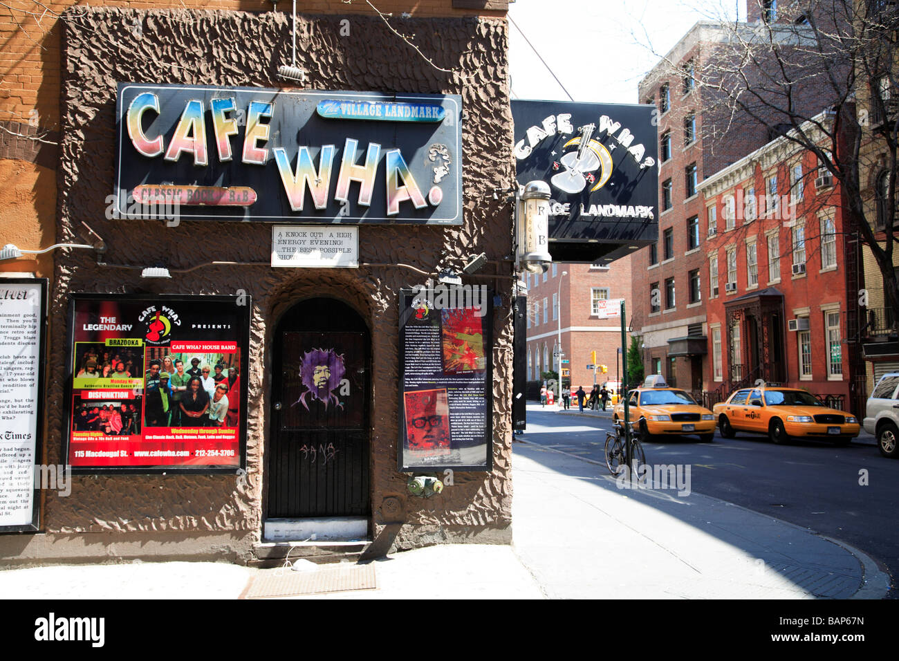 Cafe Wha Wahrzeichen Musikveranstaltungen auf Macdougal Street Greenwich Village New York City Stockfoto