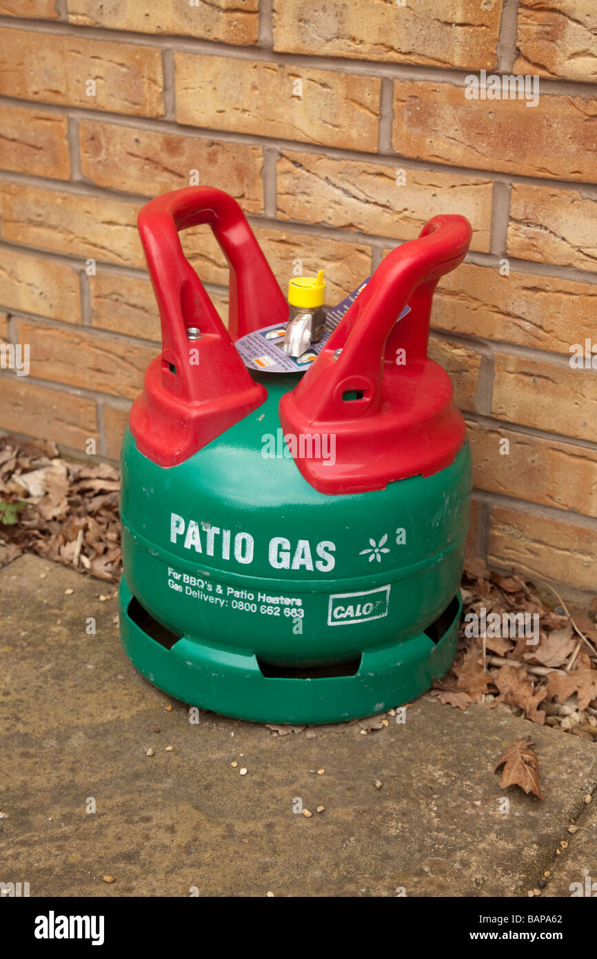 Propan-Zylinder beschrieben als "Patio Gas" von Calor geliefert Stockfoto
