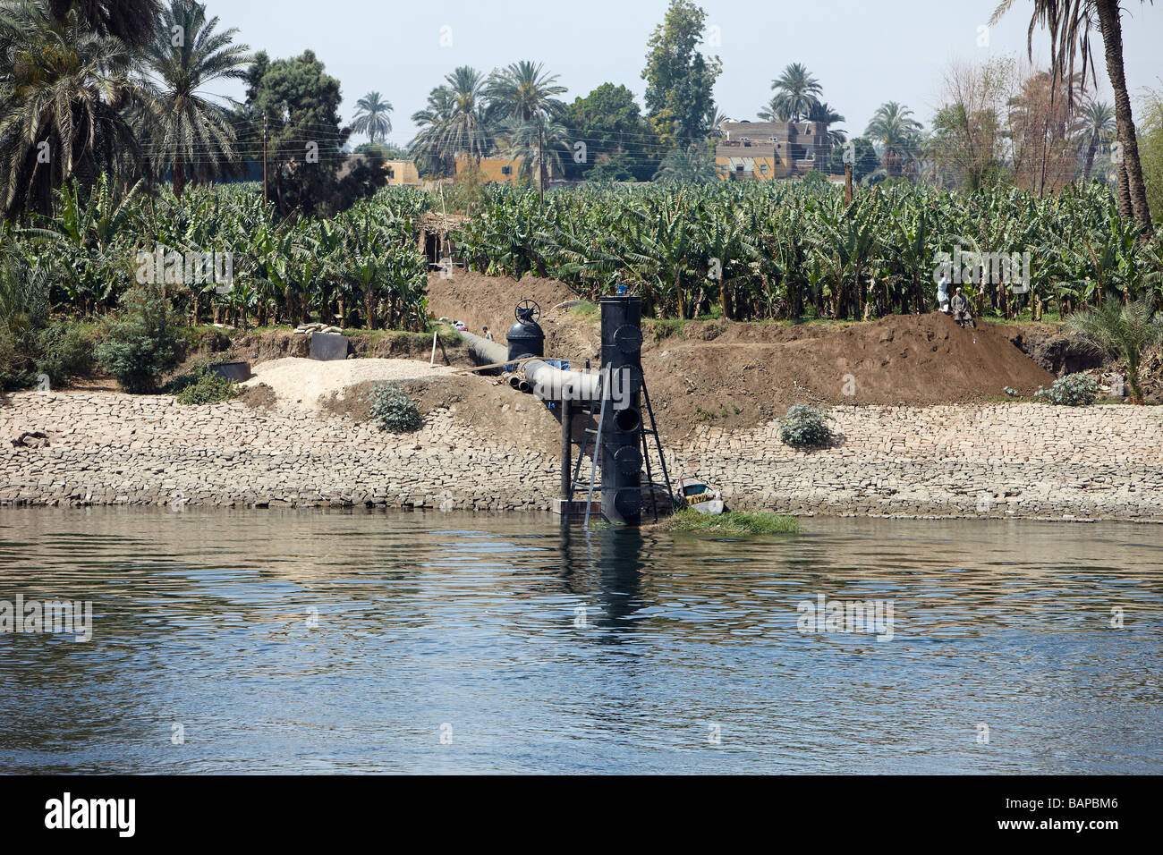 Wasserpumpstation am Fluss Nil, Ägypten Stockfoto