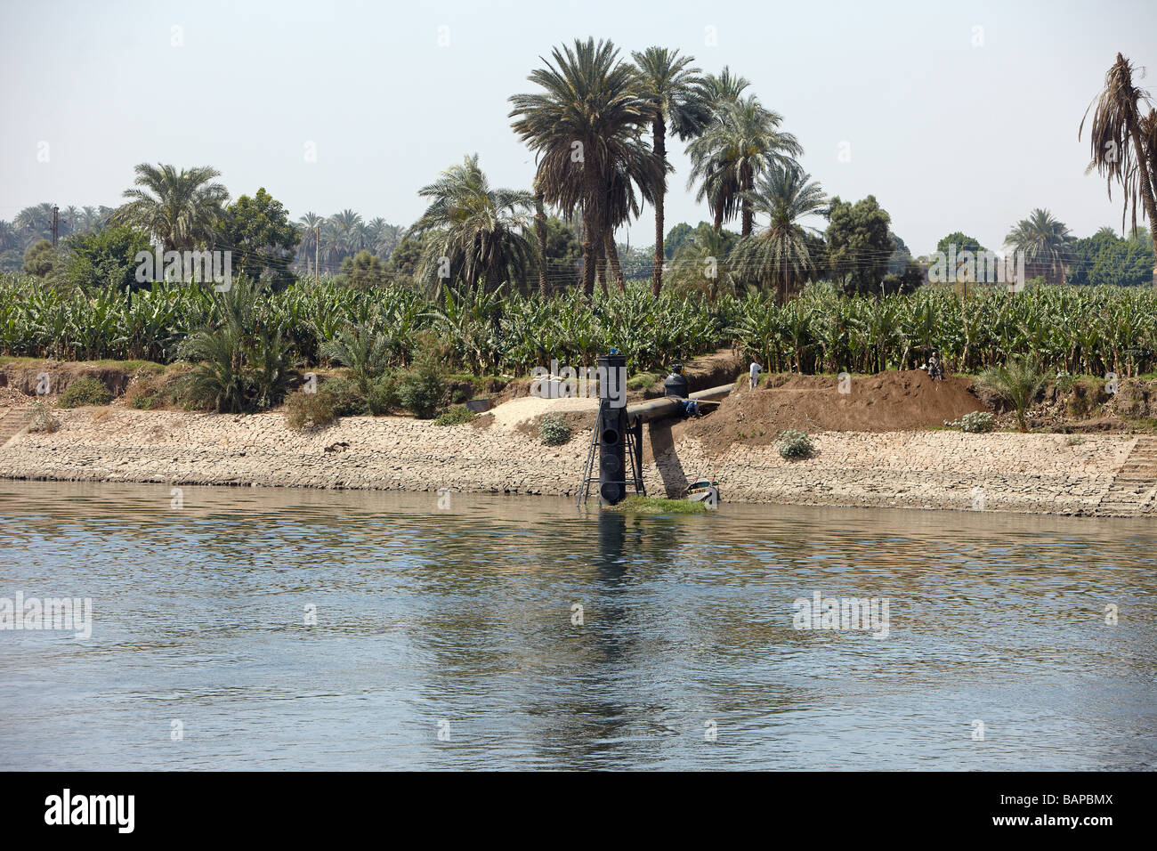 Wasserpumpstation am Fluss Nil, Ägypten Stockfoto