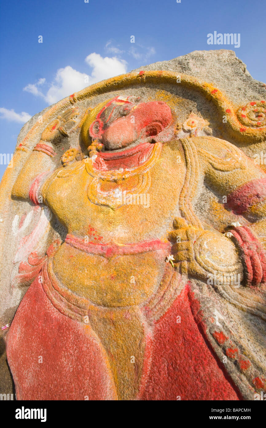 Statue des Gottes Hanuman, Hampi, Karnataka, Indien Stockfoto