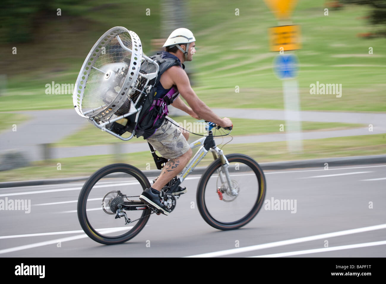 Propeller angetrieben Fahrrad in Neuseeland Stockfoto