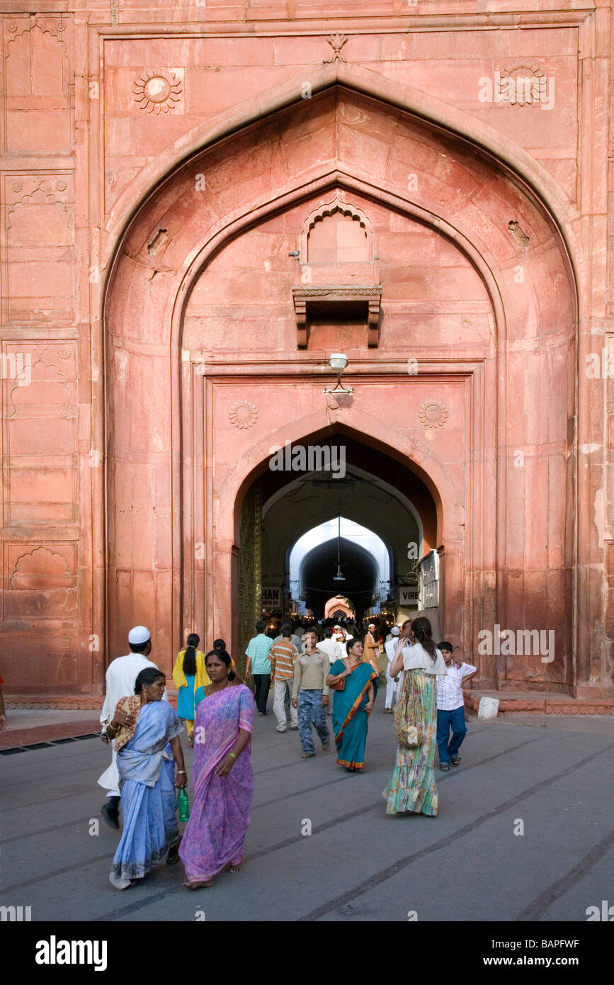 Lahore-Tor. Rotes Fort. Alt-Delhi. Indien Stockfoto