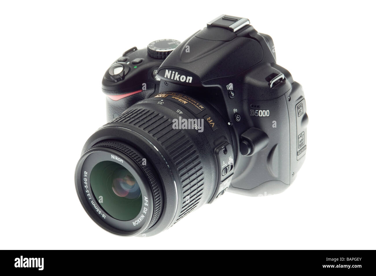 Digitale SLR-Kamera Nikon D5000 HD-video - mit standard-Kit-Objektiv Stockfoto