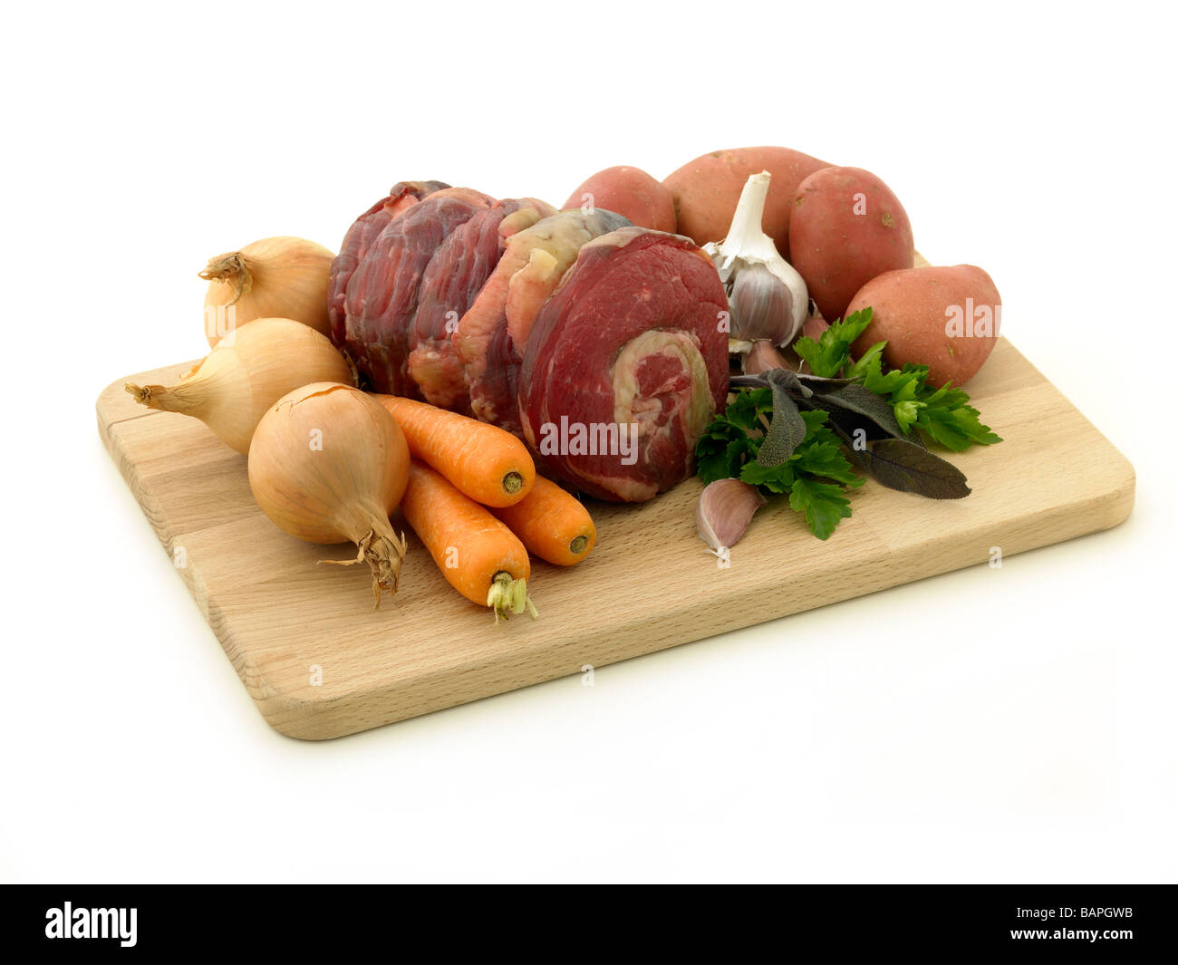 Schmorbraten Bruststück Rindfleisch Zutaten Stockfoto