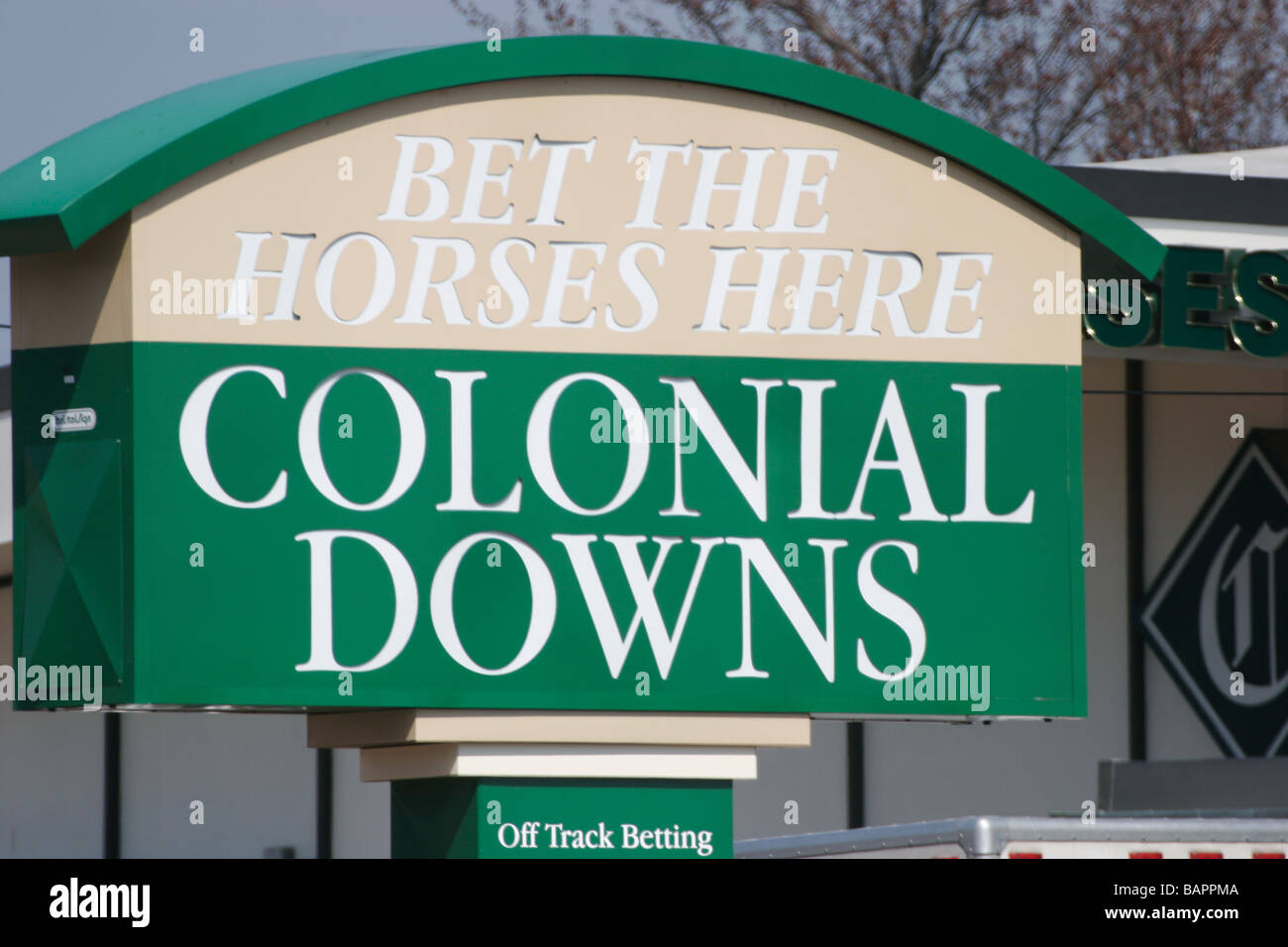 Colonial Downs abseits Anlage für Pferderennen Wetten Stockfoto