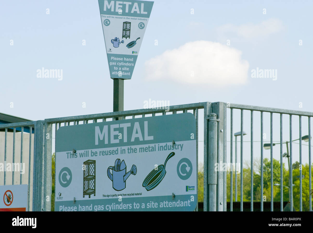 Metall-Abfälle Punkt bei Redhill Rat Haushalt Abfall Recycling Depot Website Stockfoto