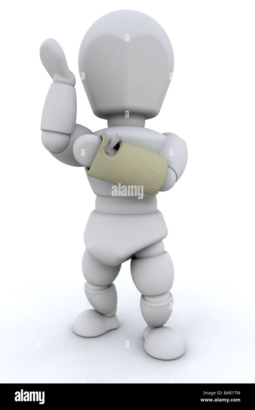 3D Rendern einer Person mit einem gebrochenen Handgelenk in Gips Stockfoto