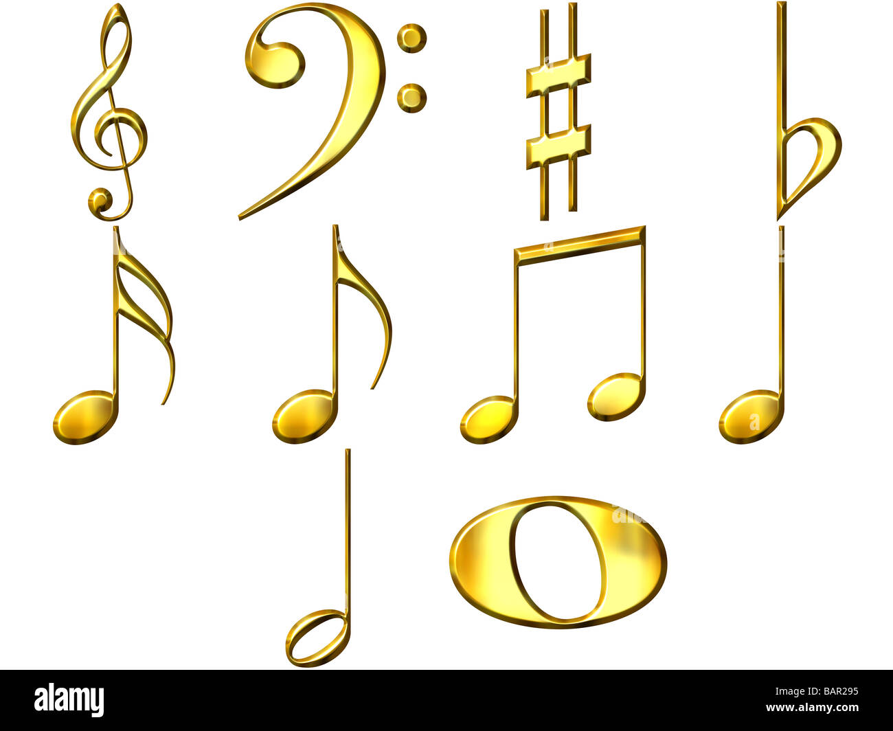 3D goldene Musiknoten Stockfoto